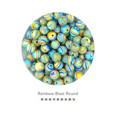 Silicone Rainbow Blast Round Beads.