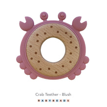 Load image into Gallery viewer, Silicone &amp; Wood Teether - Crab.
