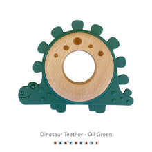 Load image into Gallery viewer, Silicone & Wood Teether - Dinosaur.