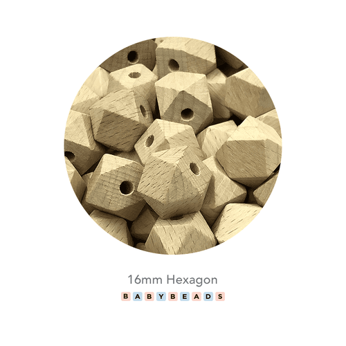 Hexagon Wooden Beads 16mm - BabybeadsSA