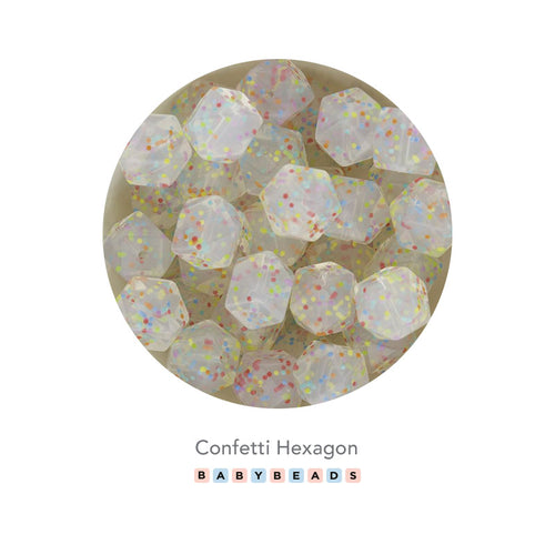 Silicone Confetti Hexagon Beads.