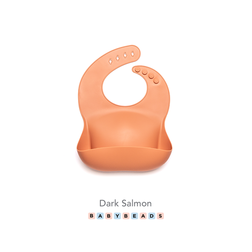 Silicone Bib - Dark Salmon - BabybeadsSA