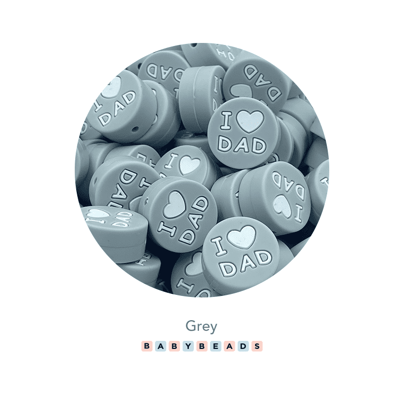 Silicone Round Plate Bead - I Love DAD.