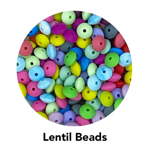 Lentil Silicone Beads 11mm x 6mm.