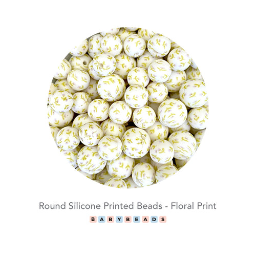 Silicone PRINT Beads - Floral Print.