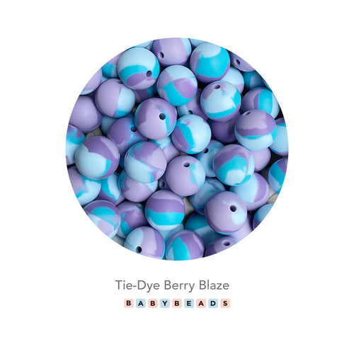 Silicone Tie-Dye Round Beads - Berry Blaze.