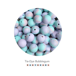 Silicone Tie-Dye Round Beads - Bubblegum.