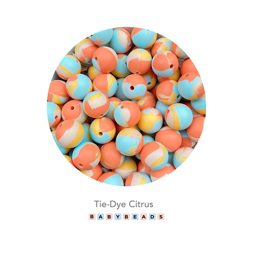 Silicone Tie-Dye Round Beads - Citrus.