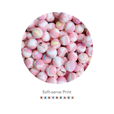 Silicone PRINT Beads - Soft serve print.