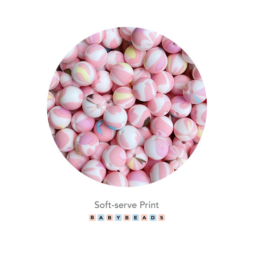 Silicone PRINT Beads - Soft serve print.