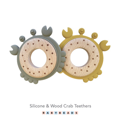 Silicone & Wood Teether - Crab.