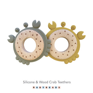 Silicone & Wood Teether - Crab.