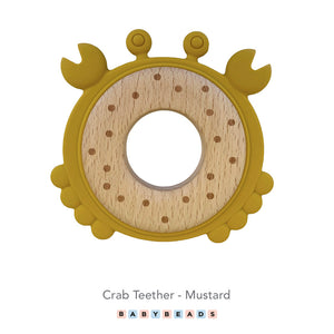 Silicone & Wood Teether - Crab.