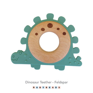 Silicone & Wood Teether - Dinosaur.