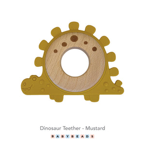 Silicone & Wood Teether - Dinosaur.