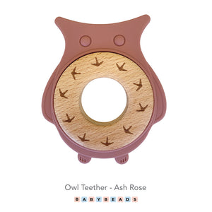 Silicone & Wood Teether - Owls.