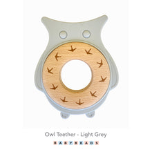 Load image into Gallery viewer, Silicone &amp; Wood Teether - Owls.
