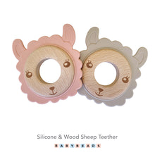 Load image into Gallery viewer, Silicone &amp; Wood Teether - Sheep.
