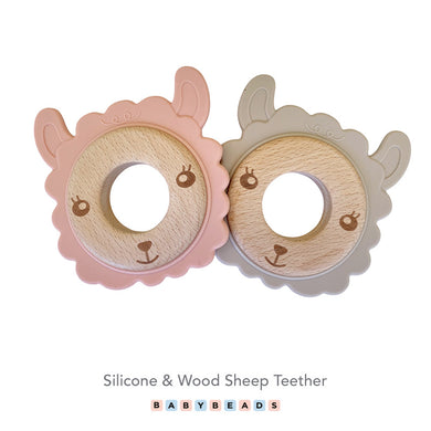 Silicone & Wood Teether - Sheep.