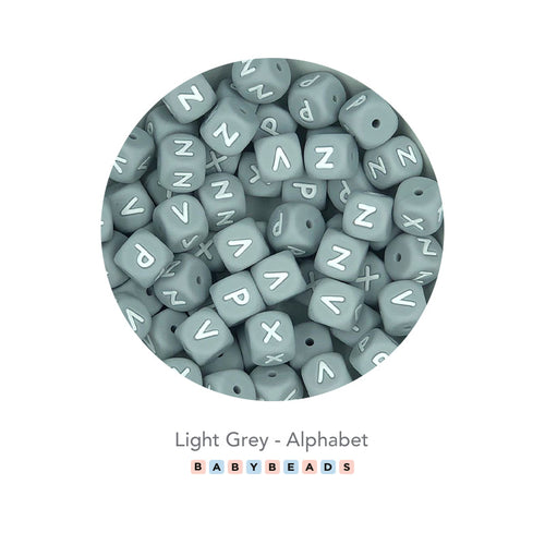 Silicone Alphabet - Light Grey Beads.