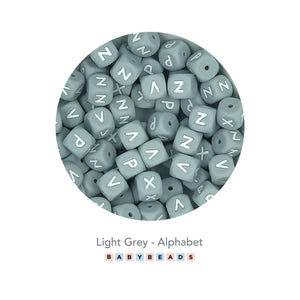 Silicone Alphabet - Light Grey Beads.