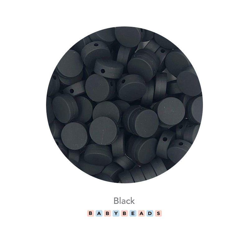 15mm Silicone Flat Round Beads.