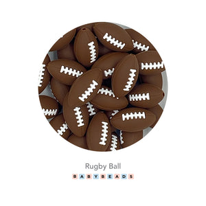 Silicone Beads - Rugby Ball - BabybeadsSA