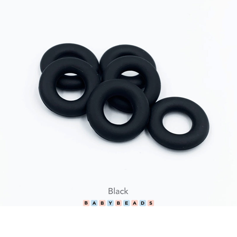 Silicone Ring Teether 40mm - Black - BabybeadsSA