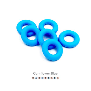 Silicone Ring Teether 40mm - Cornflower Blue - BabybeadsSA