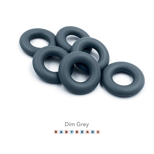 Silicone Ring Teether 40mm - Dim Grey - BabybeadsSA
