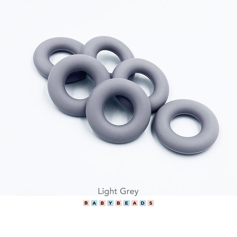 Silicone Ring Teether 40mm - Light Grey.