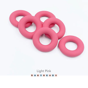 Silicone Ring Teether 40mm - Light Pink.