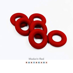 Silicone Ring Teether 40mm - Mandarin Red.