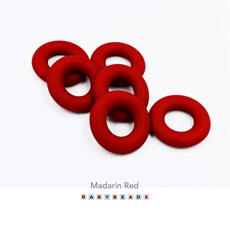 Silicone Ring Teether 40mm - Mandarin Red.
