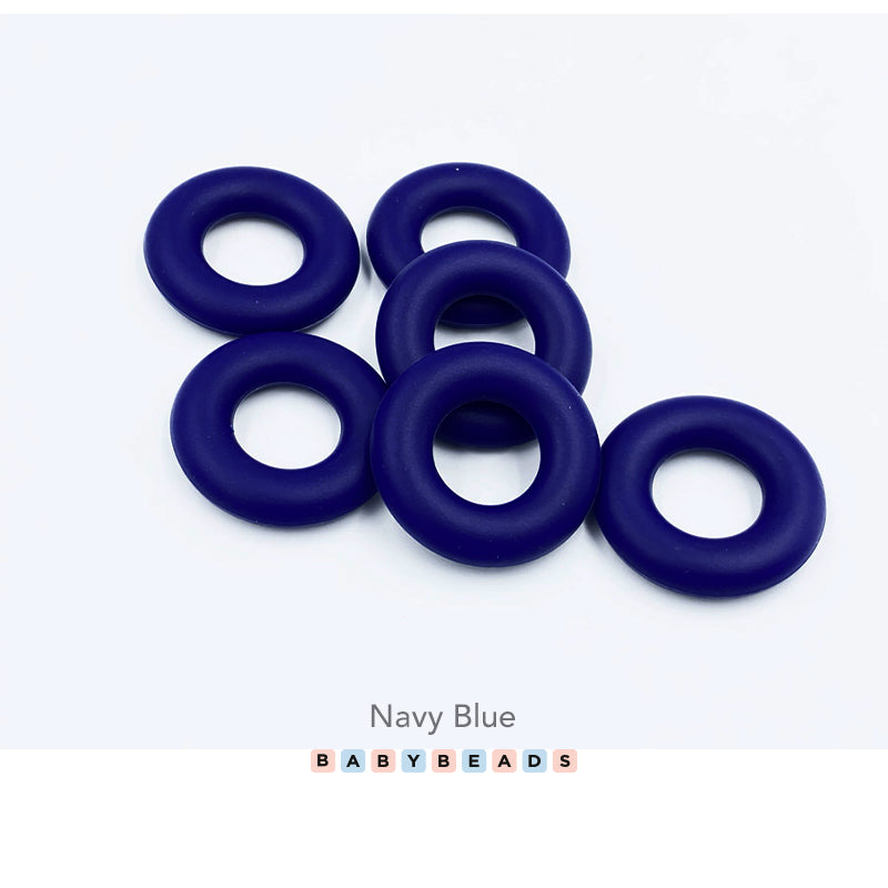 Silicone Ring Teether 40mm - Navy Blue.