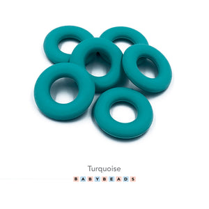 Silicone Ring Teether 40mm - Turquoise.