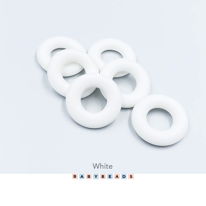 Silicone Ring Teether 40mm - White.