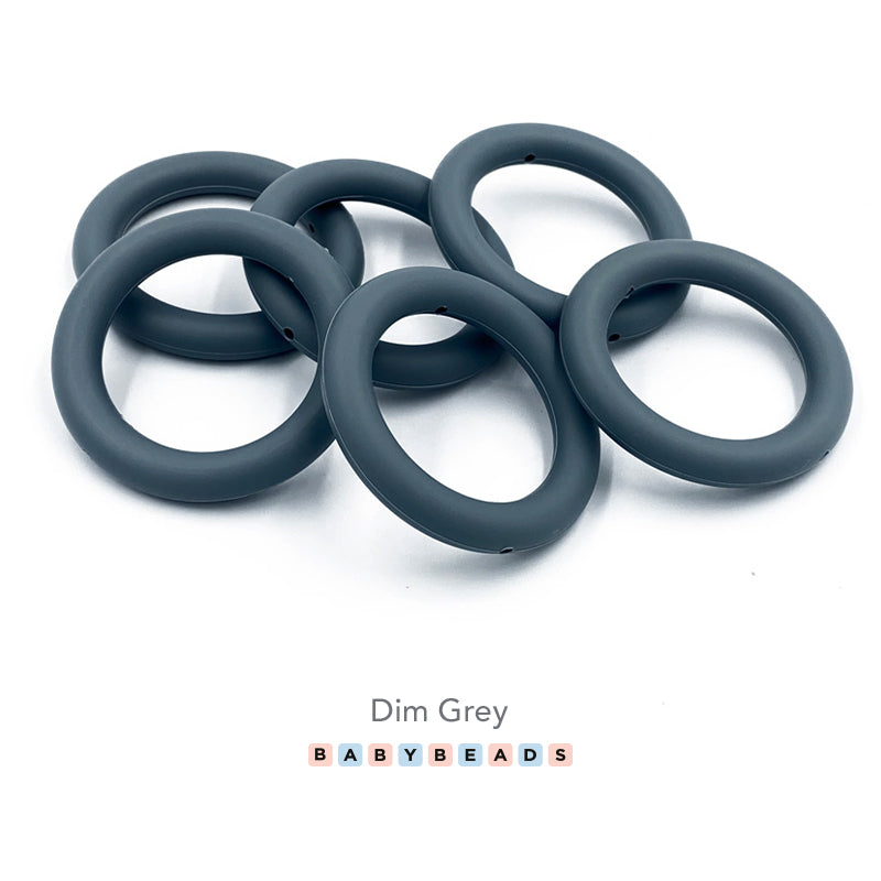 Silicone Ring Teether 70mm - Dim Grey.