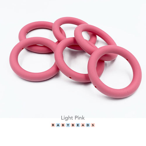 Silicone Ring Teether 70mm - Light Pink.