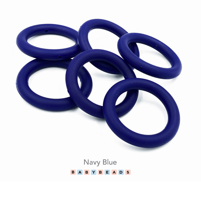 Silicone Ring Teether 70mm - Navy Blue.