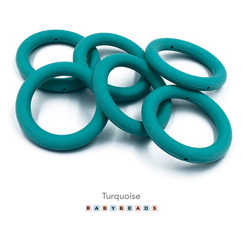 Silicone Ring Teether 70mm - Turquoise.