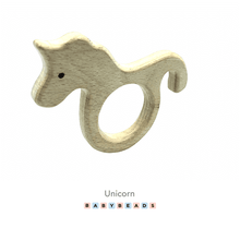 Load image into Gallery viewer, Wooden Teethers - Unicorn.

